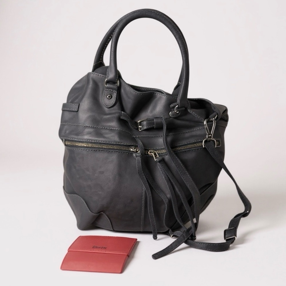 Roots Leather Bucket Tote & Wallet Crossbody Shoulder Bag Buckskin Zip Pockets